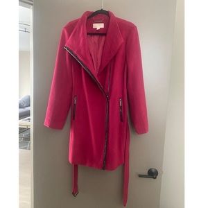 Michael Michael Kors Raspberry Zipper Belt Wool Winter Coat 16